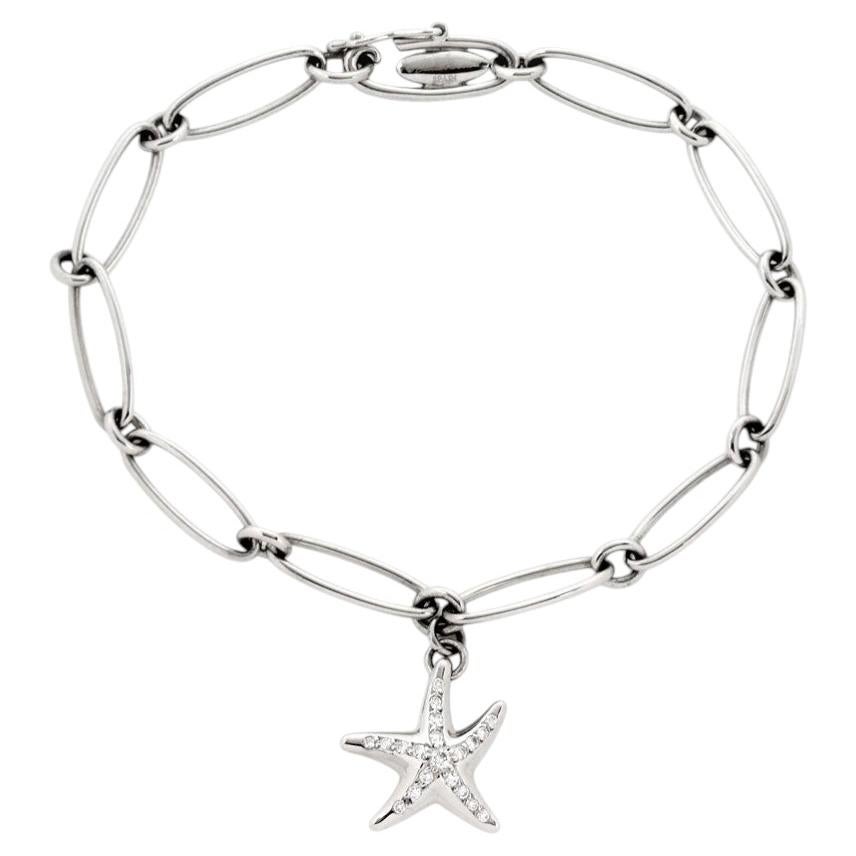 Tiffany & Co. Elsa Peretti Diamond Starfish Platinum Charm Bracelet 7"