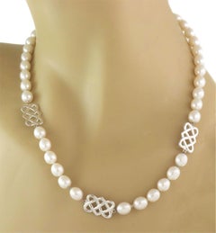 Tiffany & Co. Picasso Lattice Link Freshwater Pearl Sterling Silver Necklace 18"