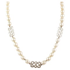 Tiffany & Co. Picasso Lattice Link Freshwater Pearl Sterling Silver Necklace 18"
