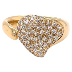 Tiffany & Co. Elsa Peretti Full Heart Diamond 18k Yellow Gold Open Ring Size 5.5