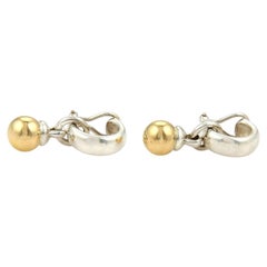 Tiffany & Co. Fascination 18k Gold Ball Sterling Silver Hoop Dangle Earrings