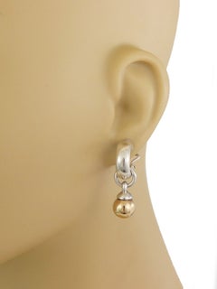 Tiffany & Co. Fascination 18k Gold Ball Sterling Silver Hoop Dangle Earrings