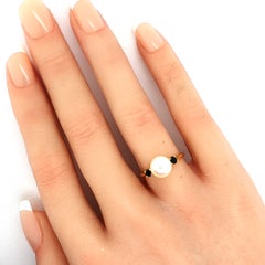 Tiffany & Co. Pearl Sapphire 18k Yellow Gold Ring Size 5