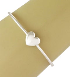 Tiffany & Co. Sterling Silver Heart Wire Bangle Bracelet 6.25"