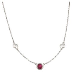 Tiffany & Co. Elsa Peretti Color By The Yard Ruby Diamond Platinum Necklace