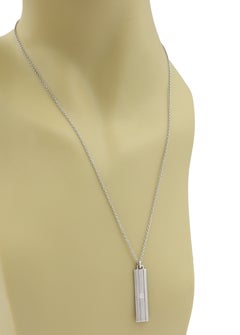 Tiffany & Co. LUCIDA Diamond 18k White Gold Long Bar Pendant Necklace 20"