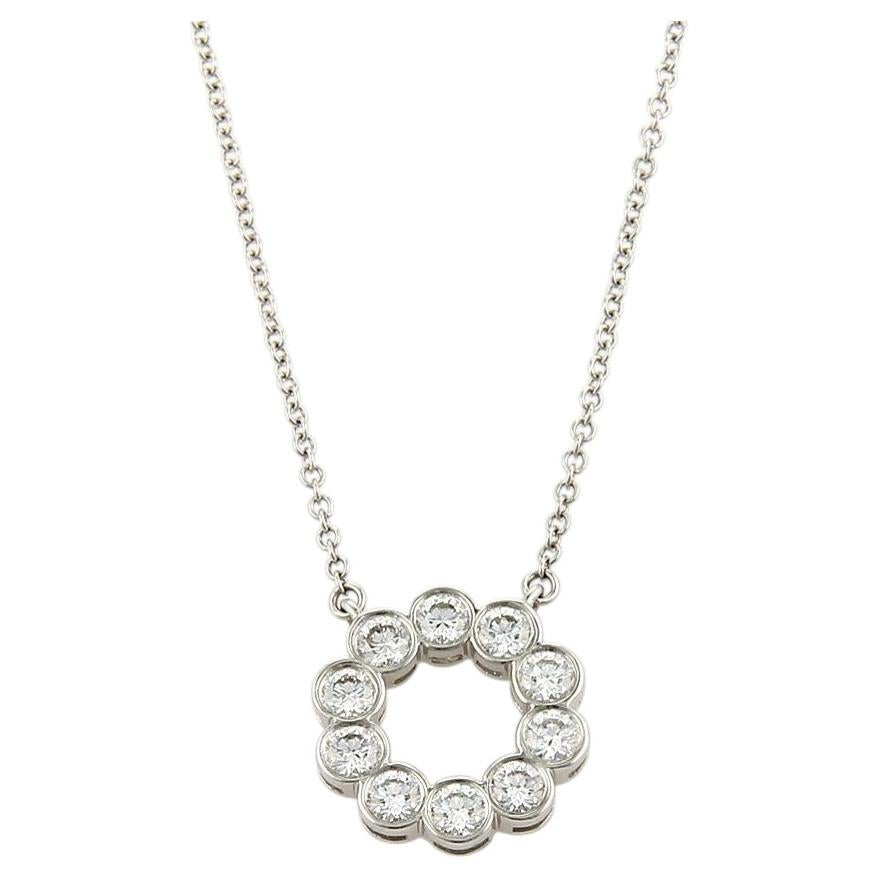 Tiffany & Co. Circle Jazz Diamond Platinum Pendant Necklace 16"