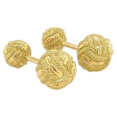 Tiffany Schlumberger 18k Yellow Gold Double Woven Knot Cufflinks