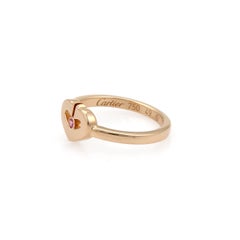 Cartier C Hearts Pink Sapphire 18k Rose Gold Ring w/Papers Size US 4.5 / EU 49