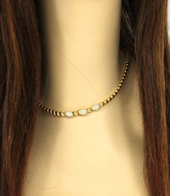 Van Cleef & Arpels Diamond 18k Yellow Gold Shell Motif Collar Necklace 14.75"