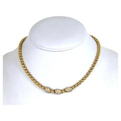 Van Cleef & Appels Gold Necklace Diamond French 18k Yellow Collar Style 14.75"
