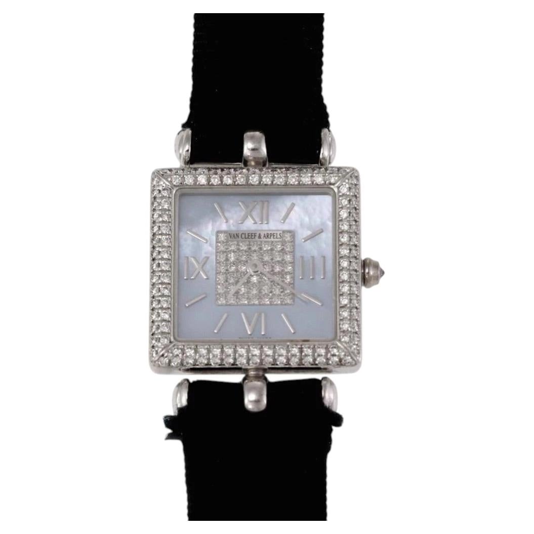 Van Cleef & Arpels Classique Diamond 18k White Gold Ladies Watch For Sale