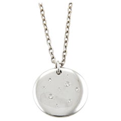 Tiffany & Co. Etoile Diamond 18k White Gold Disc Pendant Necklace 24"