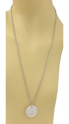 Tiffany & Co. Etoile Diamond 18k White Gold Disc Pendant Necklace 24"
