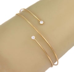 Tiffany & Co. Elsa Peretti Diamond Hoop 18k Yellow Gold Bangle Bracelet 6.75"