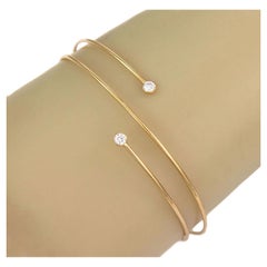 Tiffany & Co. Elsa Peretti Diamond Hoop 18k Yellow Gold Bangle Bracelet 6.75"