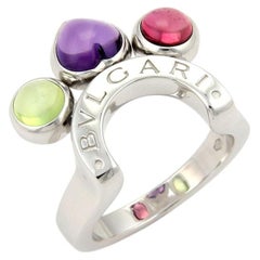 Bvlgari Allegra Multi Gem 18k White Gold Ring Size 5