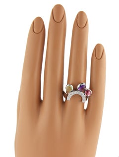 Bvlgari Allegra Multi Gem 18k White Gold Ring Size 5