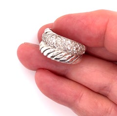 David Yurman Pavé Diamond Sterling Silver Double Row Cable Band Ring Size 5