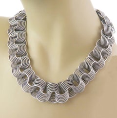 David Yurman Origami Sterling Silver Wide Link Necklace