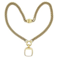 David Yurman Albion White Agate Diamond 18k Yellow Gold Double Chain Necklace