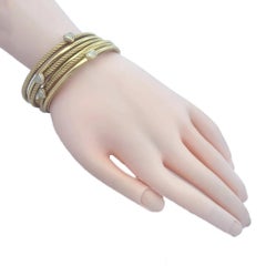 David Yurman Classic Cable – Set aus 6 Diamant-Armreifen aus 18-karätigem Gelbgold, 7,5"