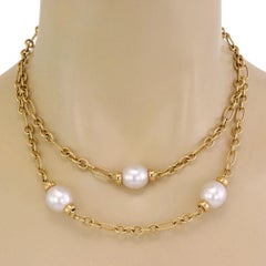 David Yurman Madison Pearl 18k Yellow Gold Double Chain Necklace 16"