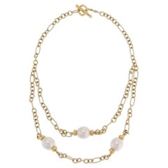 David Yurman Madison Pearl 18k Yellow Gold Double Chain Necklace 16"