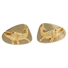 Tiffany & Co. Ruby Fish 14k Yellow Gold Cufflinks