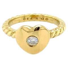 Anello David Yurman "Diamond Heart Cable" in oro giallo 18k, misura 6,5