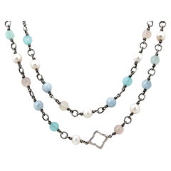 Collana con perline in argento sterling David Yurman Quatrefoil Bijoux, 40"
