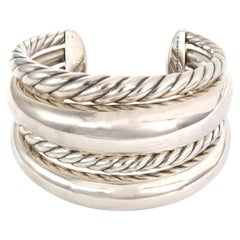 Bracciale a fascia David Yurman Pure Form a 4 file in argento sterling, larghezza 42 mm