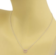 Tiffany & Co. Metro Mini Heart Pink Sapphire 18k White Gold Necklace 16"