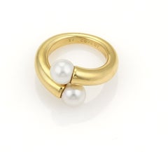 Bague « Toi et Moi » Cartier en or jaune 18 carats avec perle Akoya, taille 7 (54 EU)