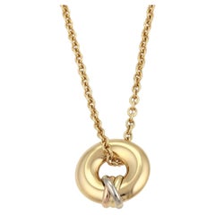 Cartier Trinity 18k Tri-Color Gold Circular Pendant Necklace 16.5" w/Paper