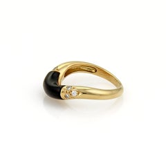Cartier Diamond Black Onyx 18k Yellow Gold Stack Band Ring Size 5 EU 49