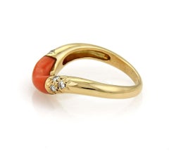 Cartier Coral Diamond 18k Yellow Gold Band Ring Size 5 EU 49