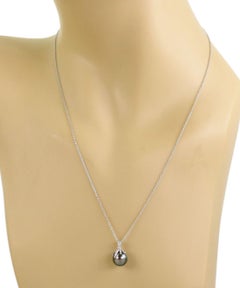 Tiffany & Co. Fireworks Diamond & Gray Pearl Platinum Pendant Necklace 19"