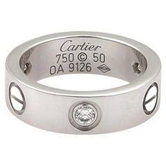 Cartier LOVE 3 Diamond 18k White Gold Ring w/Cert Size US 5.25 EU 50