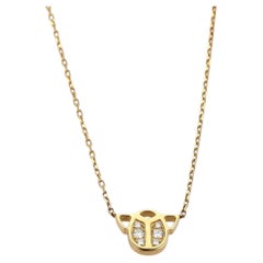 Cartier Diamond Scarab 18k Yellow Gold Pendant Necklace w/Paper 16"
