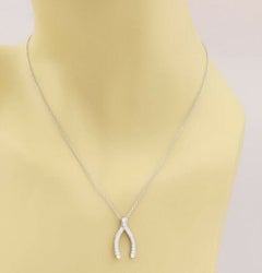 Tiffany & Co. Diamond Wishbone Platinum Pendant Necklace 16"