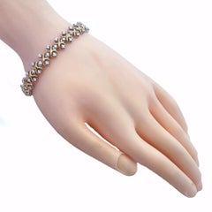 Tiffany & Co. Schlumberger Diamond 18k Gold Platinum X Link Bracelet 7.25"