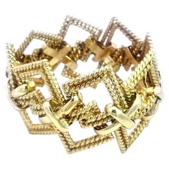 Tiffany & Co. Vintage Geometric 18k Yellow Gold Large Link Bracelet 8"