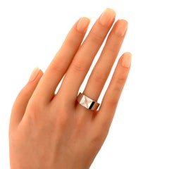 Cartier Tank Moonstone 18k White Gold Ring Size US 6.75 EU 53