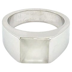 Cartier Tank Moonstone 18k White Gold Ring Size US 6.75 EU 53