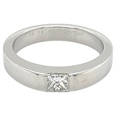 Cartier Tank 0.25ct Diamond 18k White Gold Band Ring Size US 4.75 EU 49