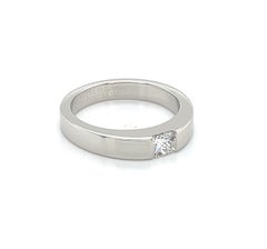 Cartier Tank 0.25ct Diamond 18k White Gold Band Ring Size US 4.75 EU 49
