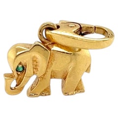 Cartier 18k Yellow Gold Emerald Elephant Charm Pendant