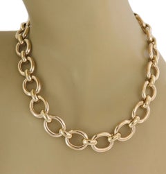 Cartier Baignoire 18k Yellow Gold Oval Link Necklace with Paper 17.5"