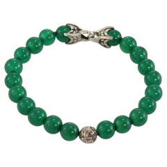 David Yurman Green Onyx Sterling Silver Spiritual Bead Bracelet 7.5"